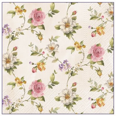 Paper rose napkins, three-layer 33x33cm, 20 pcs