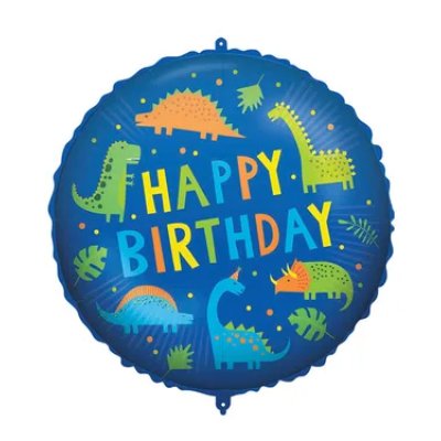 Circle - DINO birthday 46cm - foil balloon and weights