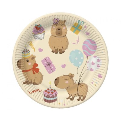 Paper plates - Capybara 18cm, 8 pcs