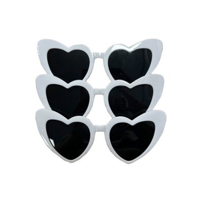 Heart-shaped glasses, white, 3 pcs