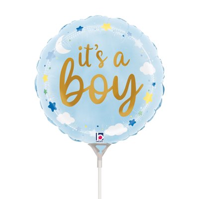 MINI Circle "itÂ´s a boy" stars and clouds 9"/22cm foil balloon