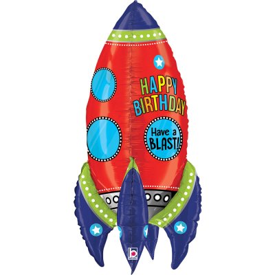 HB Rocket "Have a Blast!" 33"/84cm foil balloon - 35253-dimensionals-blasting-birthday-rocket-view1-b.jpg