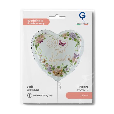Heart "Just Married" 18"/46cm foil balloon - 71010-p-b.jpg