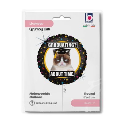 Circle - Graduation - angry cat 18"/46cm foil balloon - 36549h-p-b.jpg