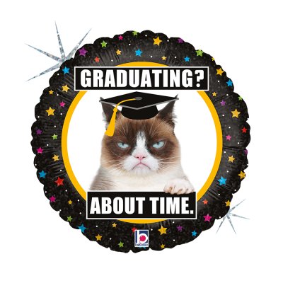 Circle - Graduation - angry cat 18"/46cm foil balloon