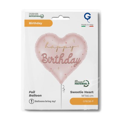 Heart "Happy Birthday" Pink 18"/46cm Foil Balloon - g78238-p-b.jpg