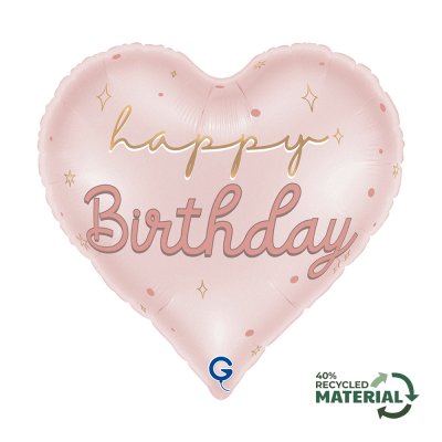 Heart "Happy Birthday" Pink 18"/46cm Foil Balloon
