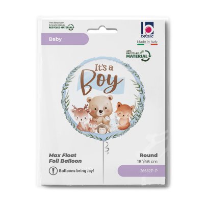 Circle "It´s a Boy" forest animal 18"/46cm foil balloon - 26682p-p-b.jpg