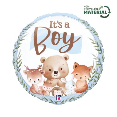 Circle "ItÂ´s a Boy" forest animal 18"/46cm foil balloon