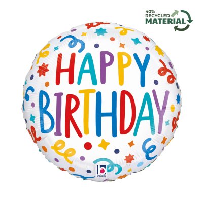 Circle - streamers HB colored 18"/46cm foil balloon