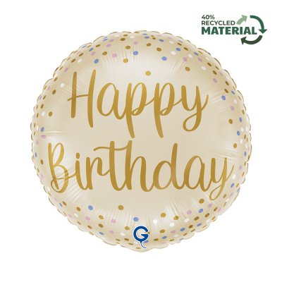 Circle beige with confetti HB 18"/46cm foil balloon