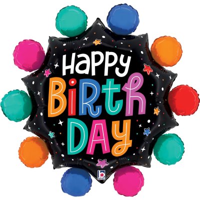 Star with colored circles HB 29"/74cm foil inflatable balloon
