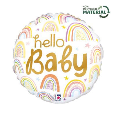 Circle of "Hello Baby" 18"/46cm foil balloons
