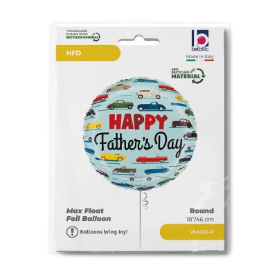 Circle "Happy Father's Day" Cars 18"/46cm Foil Balloon - 26443p-p-b.jpg
