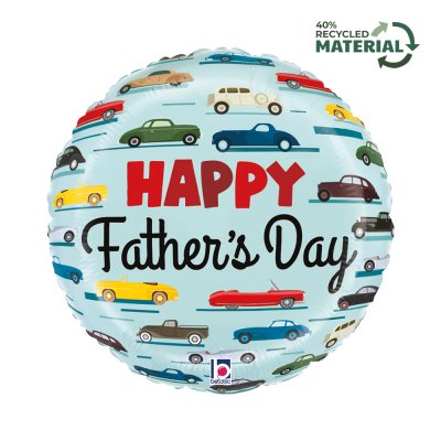Circle "Happy Father's Day" Cars 18"/46cm Foil Balloon