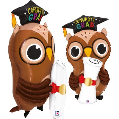Owl with Diploma "Congrats Grad" 30"/76cm Foil Balloon