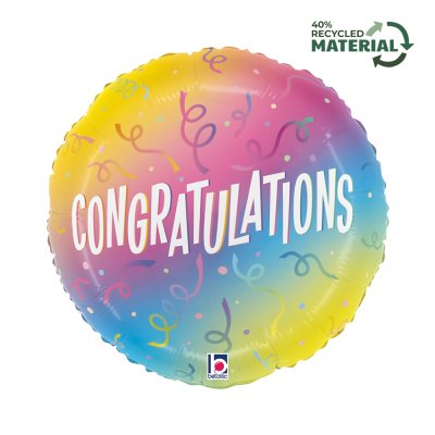 Circle Rainbow Ombre "Congratulations" 18"/46cm Foil Balloon