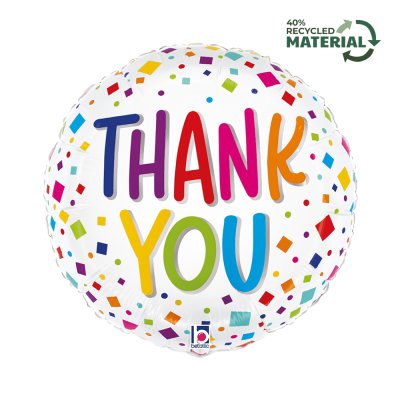 Circle - confetti "Thank you" 18"/46cm foil balloon