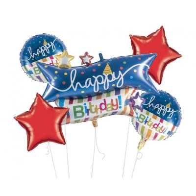Bouquet - Happy Birthday - foil balloons, 5 pcs
