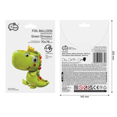 Dinosaur green 70x78cm - foil balloon - 104299.jpg