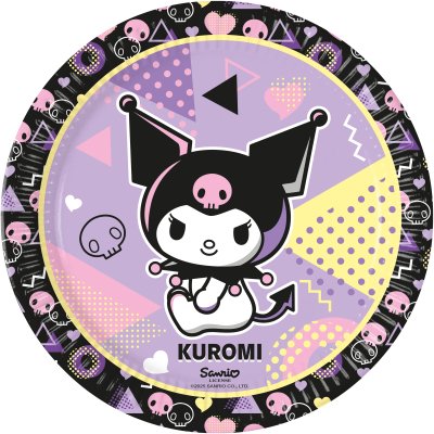 Eco paper plates "Kuromi" 23cm, 8 pcs