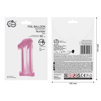 Part "1" pink 92cm foil balloon - 104716.jpg