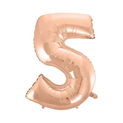 ÄŚĂslice "5" rosegold 92cm foil balloon