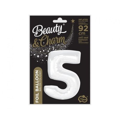 Size "5" white 92cm foil balloon - 84232.jpg