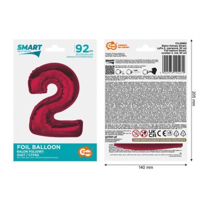 Part "2" red 92cm foil balloon - 89460.jpg