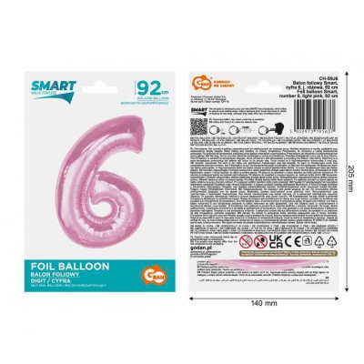 Äśslice "6" pink 92cm foil balloon - 89397.jpg