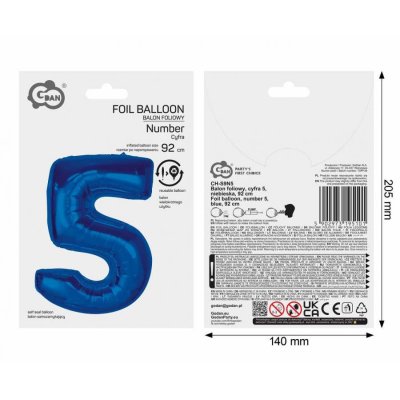 ÄŚeslice "5" blue 92cm foil balloon - 102814.jpg