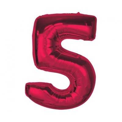 Äśslice "5" red 92cm foil balloon