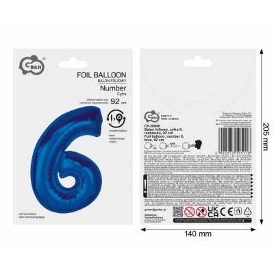 ÄŚeslice "6" blue 92cm foil balloon - 102815.jpg