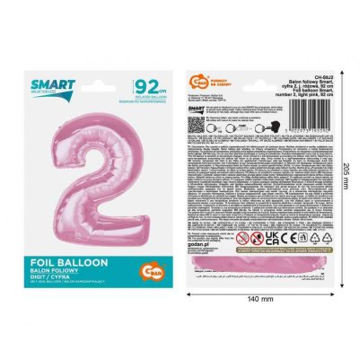 Äśslice "2" pink 92cm foil balloon - 89373.jpg