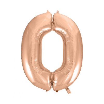 ÄŚĂslice "0" rosegold 92cm foil balloon