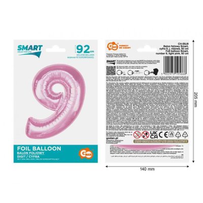 Äśslice "9" pink 92cm foil balloon - 89415.jpg
