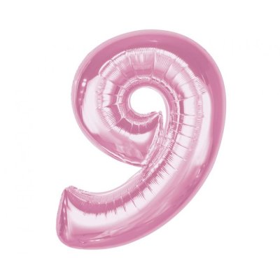 Äśslice "9" pink 92cm foil balloon