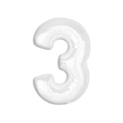 Size "3" white 92cm foil balloon