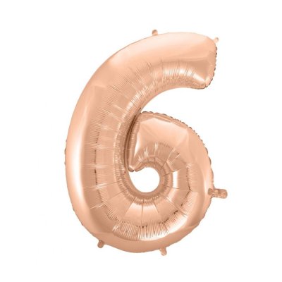 ÄŚĂslice "6" rosegold 92cm foil balloon