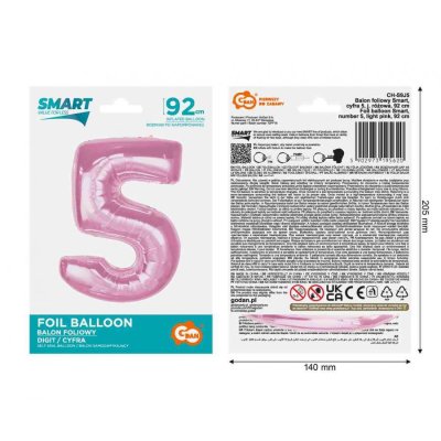 Äśslice "5" pink 92cm foil balloon - 89388.jpg