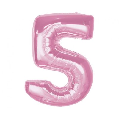Äśslice "5" pink 92cm foil balloon