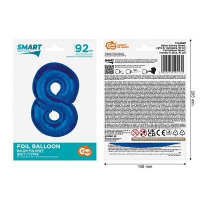 Size "8" blue 92cm foil balloon - 89436.jpg