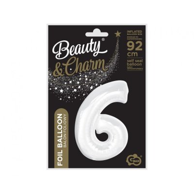 Size "6" white 92cm foil balloon - 84252.jpg