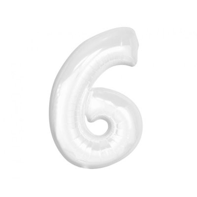 Size "6" white 92cm foil balloon
