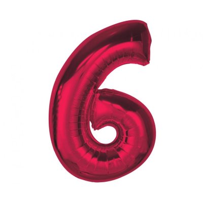 Äśslice "6" red 92cm foil balloon
