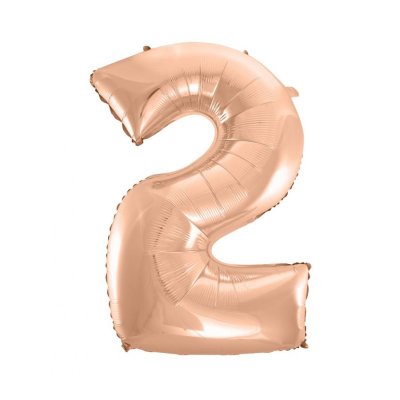 ÄŚĂslice "2" rosegold 92cm foil balloon