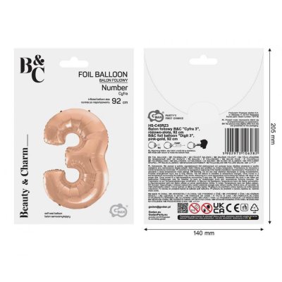 ÄŚĂslice "3" rosegold 92cm foil balloon - 96974.jpg