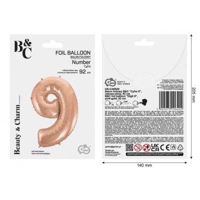 ÄŚĂslice "9" rosegold 92cm foil balloon - 96986.jpg