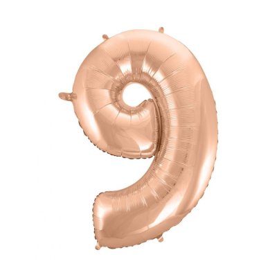 ÄŚĂslice "9" rosegold 92cm foil balloon