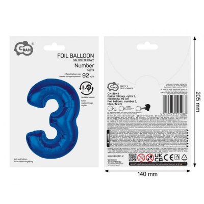 ÄŚeslice "3" blue 92cm foil balloon - 102813.jpg